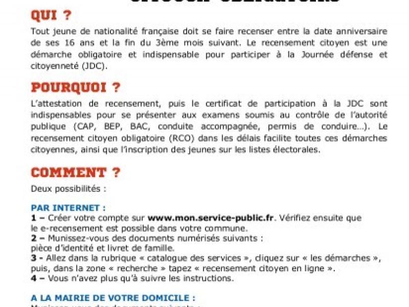Recensement citoyen obligatoire
